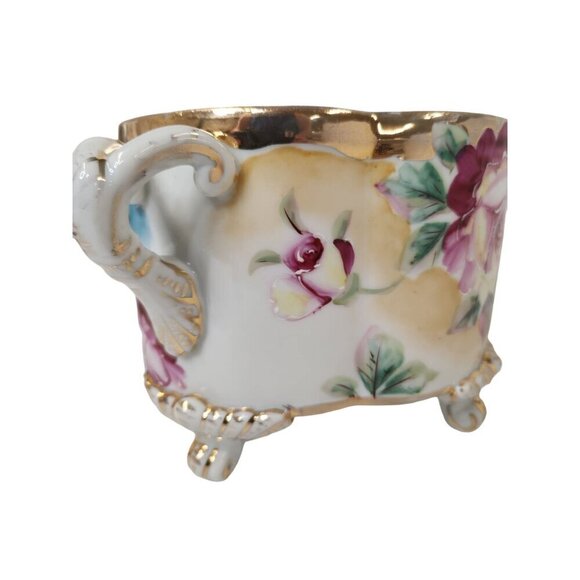 Antique Hand Painted Roses Porcelain Jardiniere Planter - Picture 4 of 16